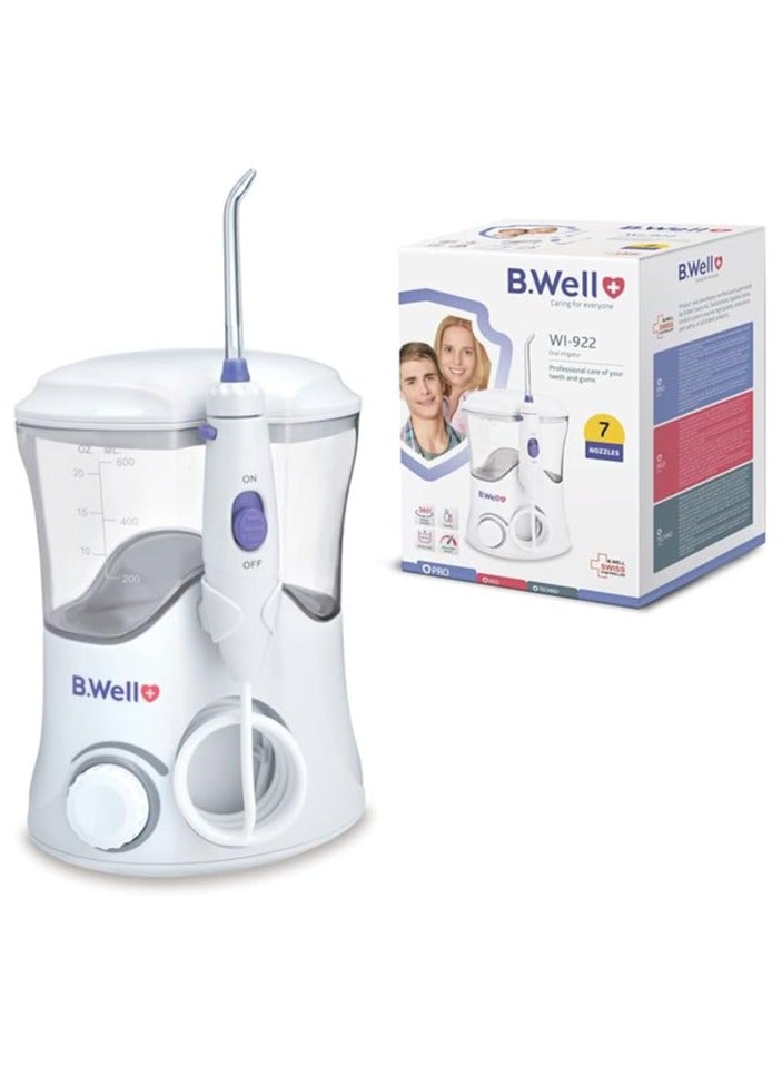 B.Well WI-922 Countertop Oral Irrigator – 10 Pressure Modes, 7 Nozzles, Large Tank - Image 1