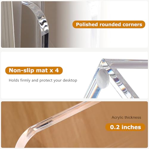 SANRUI Acrylic File Organizer, Clear Magazine File Holder with 3 Vertical Compartments, Desk Organizer for Home School Office Organization, Desk Bookshelf - Image 3