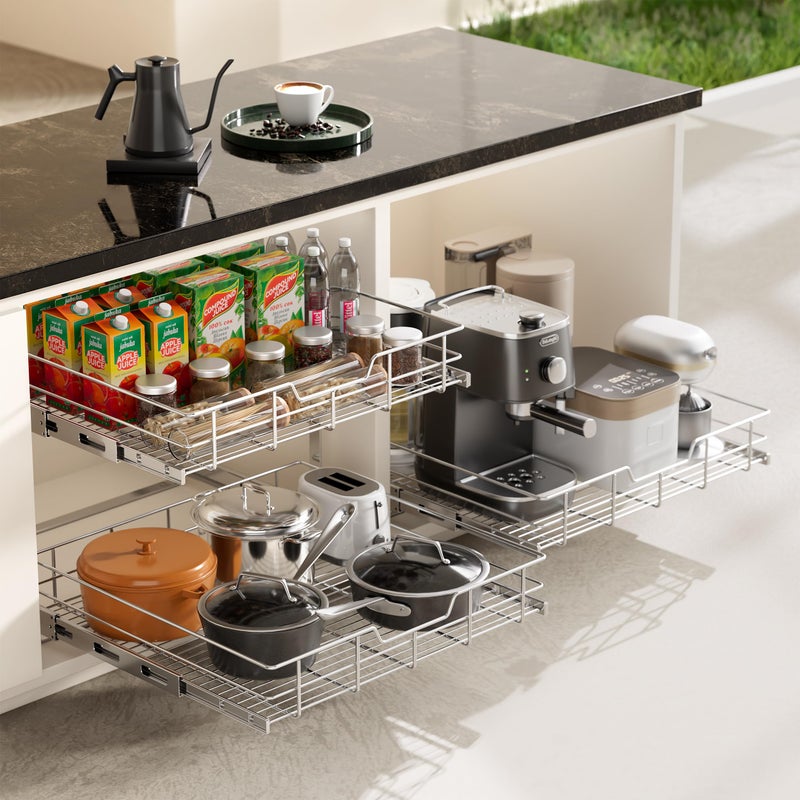 STORKING Pull Out Cabinet Organizer 24" W X 22" D, Slide Out Drawers For Kitchen Organizers and Storage, Pull Out Drawers For Cabinets Capacity Heavy Duty Caddy, Cabinet Shelves Chrome-Plated, Bathroom Pantry - Image 5