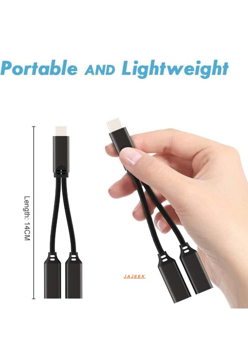 JAJEEK USB Type C to Dual USB C Female Audio Adapter Charger Splitter – 2 in 1 Headphone & AUX Charging Cable for Samsung Galaxy S24/S24+/S24 Ultra/S23/S23+/S23 Ultra/S22 Ultra/S22+/S22 – Fast Charging & Audio Support - Image 2