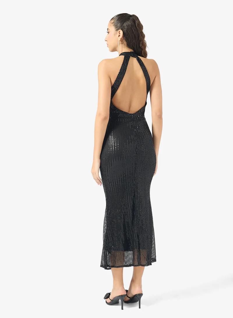 Ginger Halter Neck Sequin Embellished Dress