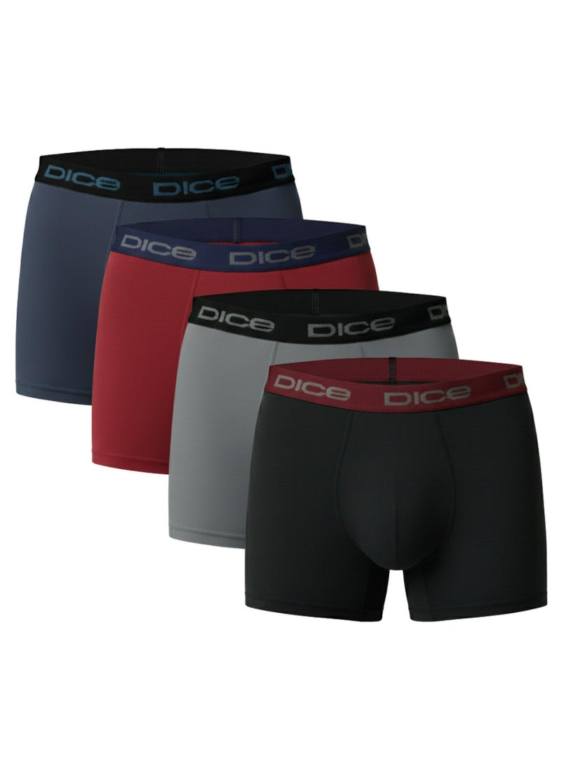 DICE Men's 4-Pack Boxer Briefs Multipack, Comfortable Underwear Set, Elastic Waistband - Image 1