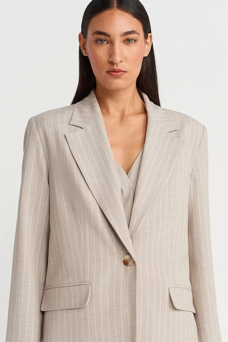 Dilvin Beige Natural DILVIN Women's Tailored Jacket for Women | Best Price UAE