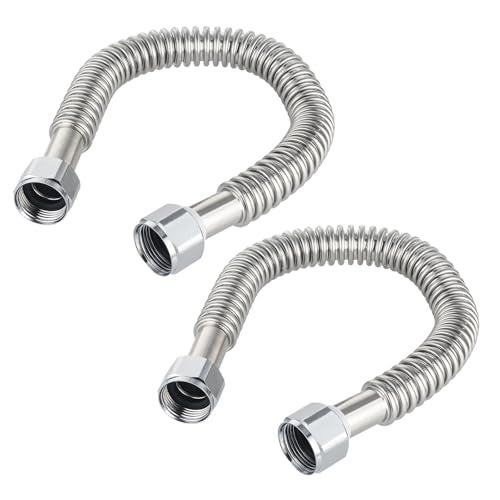 EFIELD Pack of 2 EFIELD 24inch 1 FIP X 1 FIP Flexible Stainless Steel Corrugated Hose Connector for Water Heater Water SoftenerHOSE042 - Image 1