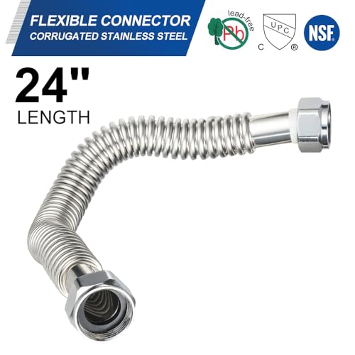 EFIELD Pack of 2 EFIELD 24inch 1 FIP X 1 FIP Flexible Stainless Steel Corrugated Hose Connector for Water Heater Water SoftenerHOSE042 - Image 3