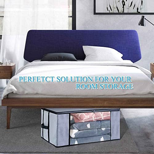 ACORMEK Underbed Blanket Storage Bag for Wardrobe Organizer Blanket Cover with a large Transparent Window and Side Handles Zipper Closure Protect from Dust(Pack of 1)-Grey, Non-Woven - Image 4