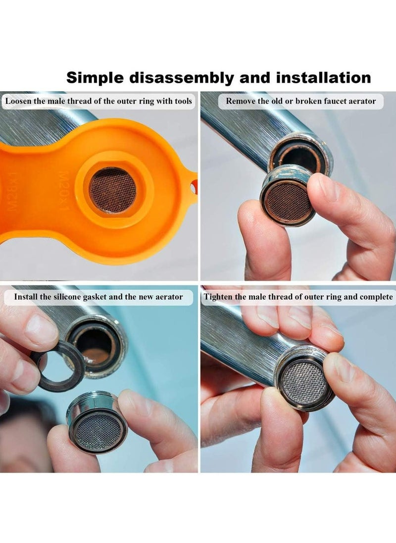 Replacement Tap Aerator Nozzle for 8 Pieces of Male 24mm Bathroom Faucet Aerators One faucet aerator wrench and a water-saving bubbler sink aerator are included.