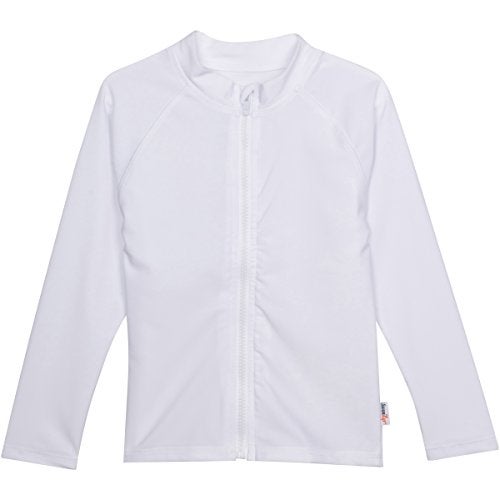 SwimZip UPF 50+ Long Sleeve Rash Guard for Boys and Girls - Baby, Toddler, Kids White - Image 1