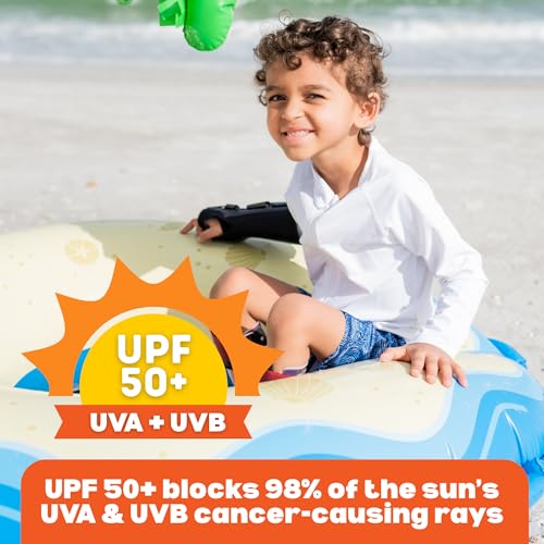 SwimZip UPF 50+ Long Sleeve Rash Guard for Boys and Girls - Baby, Toddler, Kids White - Image 4
