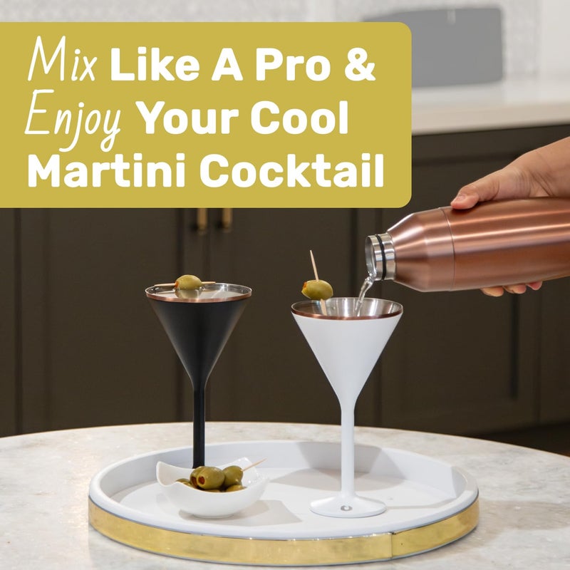 Snowfox NEWPORT Stemware Collection Premium Vacuum Insulated Stainless Steel Martini Glasses, Lightweight Margarita Glasses, Unbreakable & Drinks Stay Cold, Non-Slip Silicon Base, Cocktail Glasses, 8oz, Black - Image 5