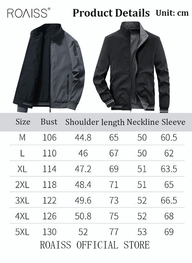 roaiss - Men's Bomber Jacket Reversible Coat Pilot Baseball Uniform Wearable Loose Padded Windproof Breathable Motorcycle Zip Jacket Daily Fashion Casual Clothing for Men - Image 1