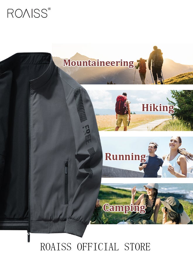 roaiss - Men's Bomber Jacket Reversible Coat Pilot Baseball Uniform Wearable Loose Padded Windproof Breathable Motorcycle Zip Jacket Daily Fashion Casual Clothing for Men - Image 1
