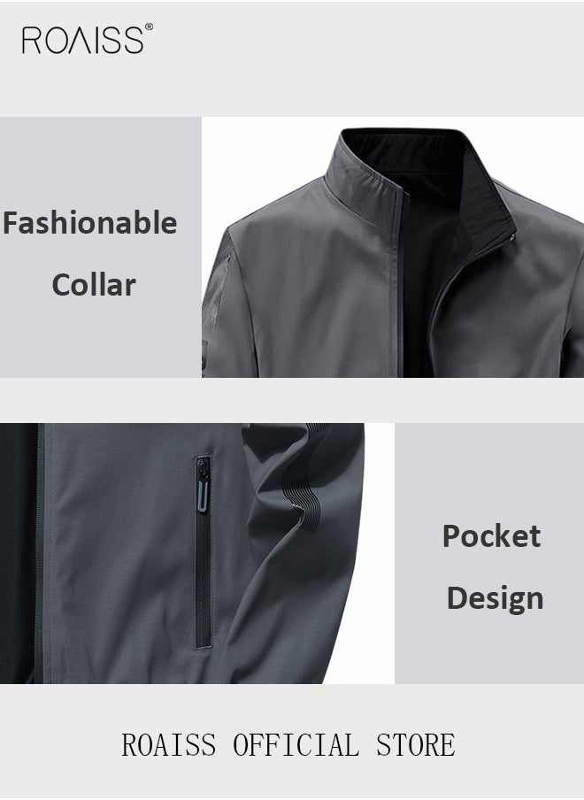 roaiss - Men's Bomber Jacket Reversible Coat Pilot Baseball Uniform Wearable Loose Padded Windproof Breathable Motorcycle Zip Jacket Daily Fashion Casual Clothing for Men - Image 1