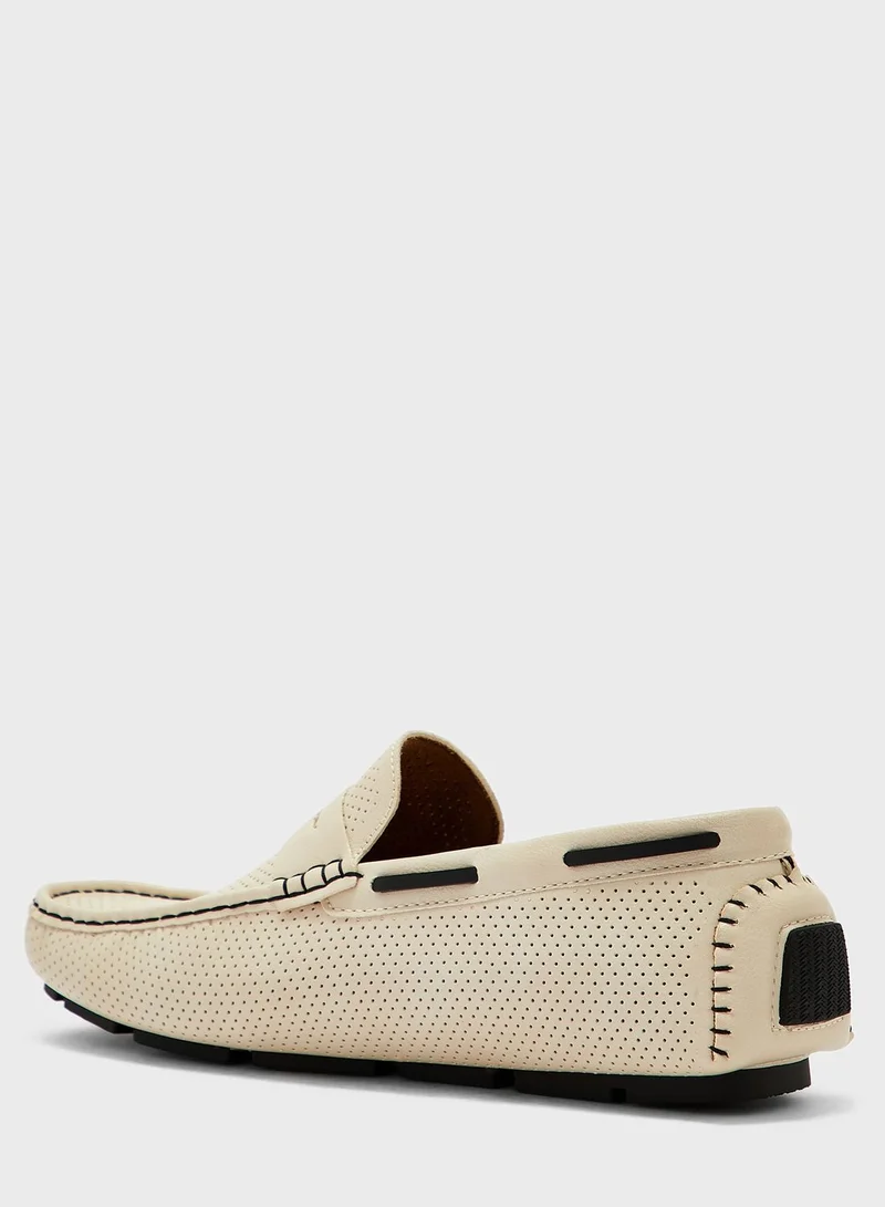 Robert Wood Webbing Highlight Perforation Texture Formal Loafers