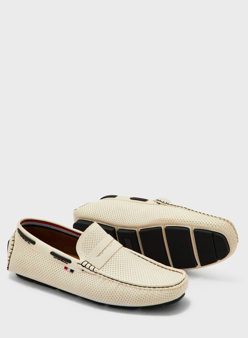 Robert Wood Webbing Highlight Perforation Texture Formal Loafers