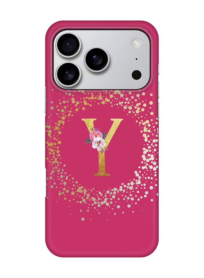 Stylizedd For iPhone 17 Pro,Case, [Compatible with MagSafe] Magnetic cover Slim fit Protection Matte, - Custom Monogram Floral - Y ( Deep Pink )