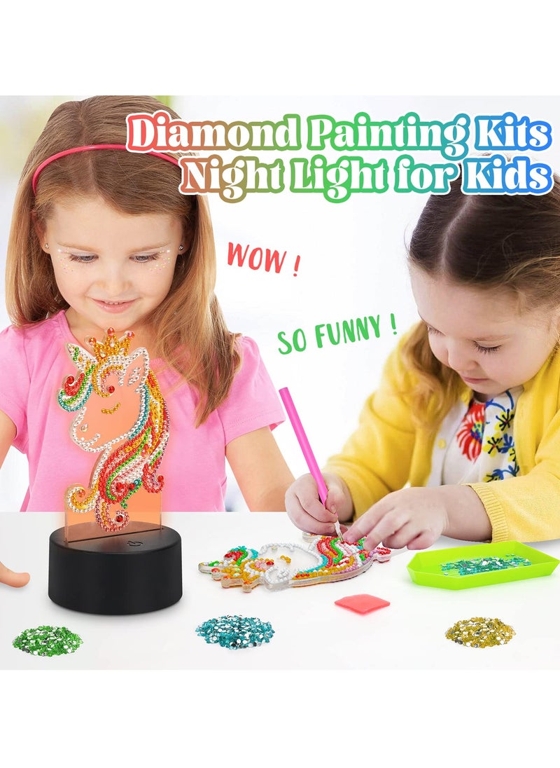 SYOSI - Unicorn Diamond Painting Night Light, LED Night Lights DIY Full Drill Crystal Unicorn Diamond Drawing Kits, Children Bedside Lamp for Home Decoration, Kid Craft Toy for 3 4 5 6 7 Year Old Girl Gifts - Image 1