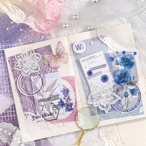 PRSTINCOL 90 Sheets Scrapbook Paper with Mesh Fabric,6 Pack Aesthetic Assorted Paper for Scrapbooking, Scrapbook Supplies DIY Crafts and Card Making,7.1x5.1 Inch - Image 3