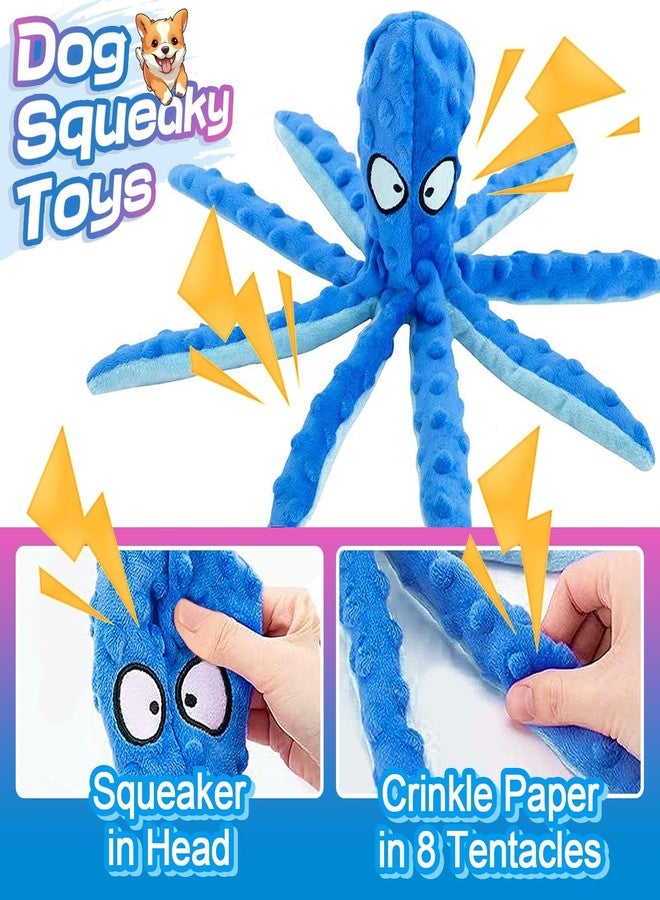 Alphatool Squeaky Dog Toys - 2pcs Soft Plush Chew Crinkle Puppy Toys to Keep Them Busy, Octopus No Stuffing Interactive Essentials for Teething Small Medium Pets Dogs Gifts - Image 3