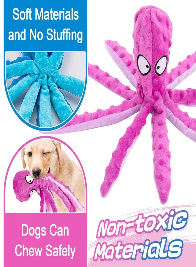 Alphatool Squeaky Dog Toys - 2pcs Soft Plush Chew Crinkle Puppy Toys to Keep Them Busy, Octopus No Stuffing Interactive Essentials for Teething Small Medium Pets Dogs Gifts - Image 4