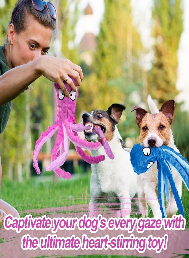 Alphatool Squeaky Dog Toys - 2pcs Soft Plush Chew Crinkle Puppy Toys to Keep Them Busy, Octopus No Stuffing Interactive Essentials for Teething Small Medium Pets Dogs Gifts - Image 2