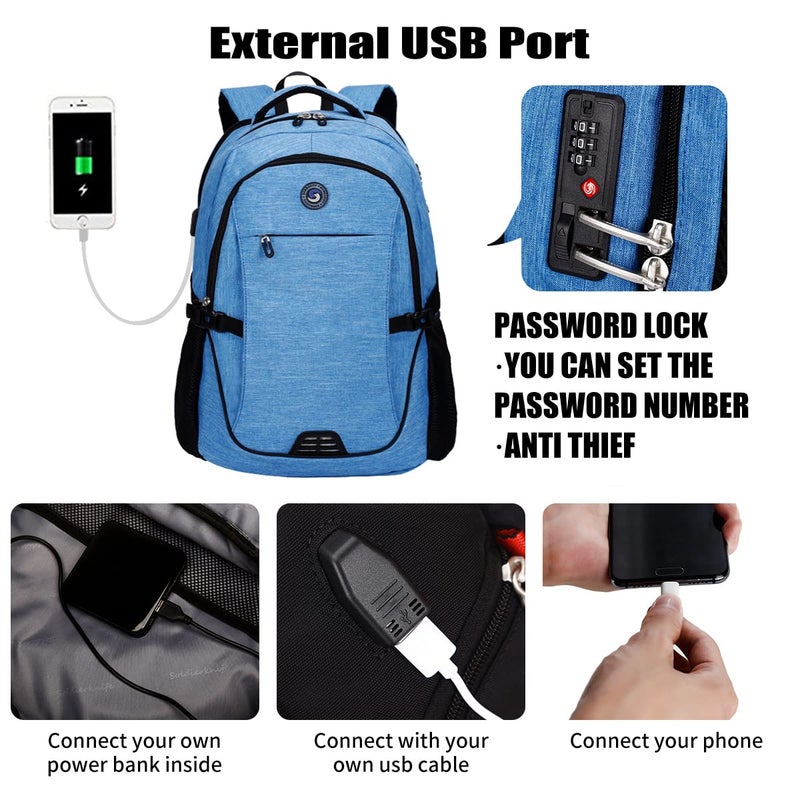 SHRRADOO Travel Laptop Backpack, Business Anti Theft Slim Durable Laptops Backpack with USB Charging Port, College High School Computer Bag Gift for Men Women Fits 16.3 Inch Notebook - Image 2