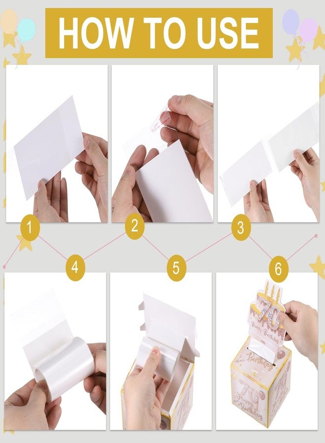 PATIKIL 70th Birthday Money Box for Cash Gift, Birthday Money Pull Box with 100pcs Transparent Bags for Birthday Surprise Card Party Decorations Women Girl Men Boy Best Friend, Blue - Image 3
