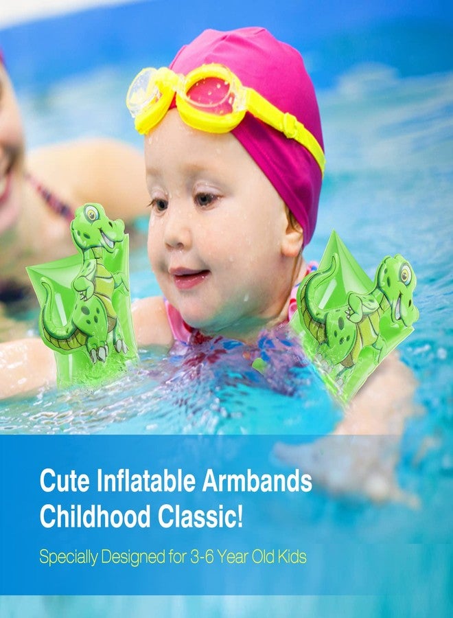 MoKo Swim Arm Bands for Kids, Toddlers Begin to Swim Inflatable Pool Floats Sleeves, Cute Cartoon Swimming Wings Armlets Rings Floaties Tubes, Water Sports Learning Swim Training Aids, Dinosaur - Image 2