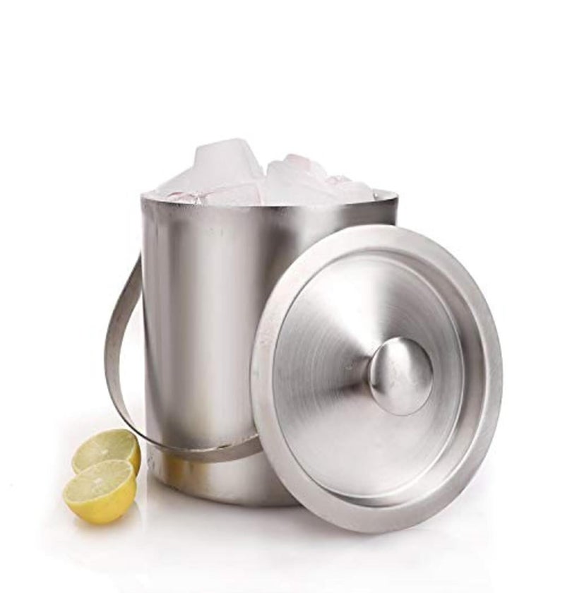 finality Stainless Steel Double Walled Insulated Ice Bucket with Lid with Tong and U Peg Measure 15 Liter - Image 2