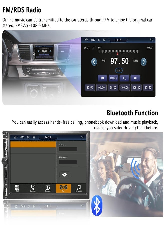 Emeito Upgrade Wireless 7" Double Din Car Stereo with Apple CarPlay Android Auto 178 * 102mm,Touchscreen Car Play Radio for Car,Screen for Bluetooth 5.0, Weatherproof Backup Camera,FM,AUX,Card Slot,USB,SWC - Image 3