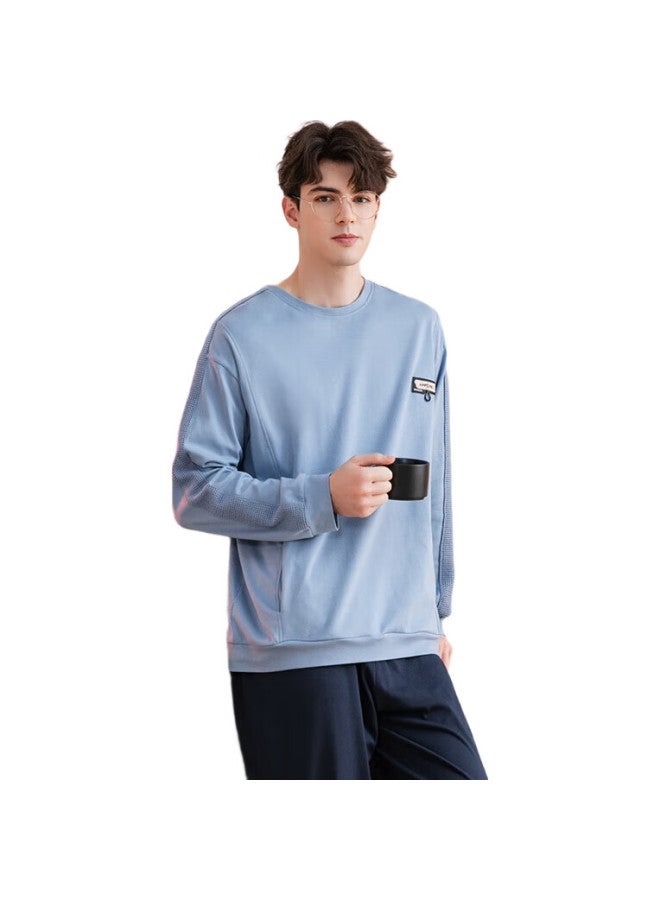 Fenton Men'S Pajamas Spring And Autumn, Pure Cotton, Round Neck, Long Sleeve, Simple Sporty Style, Home Wear Set - Image 3