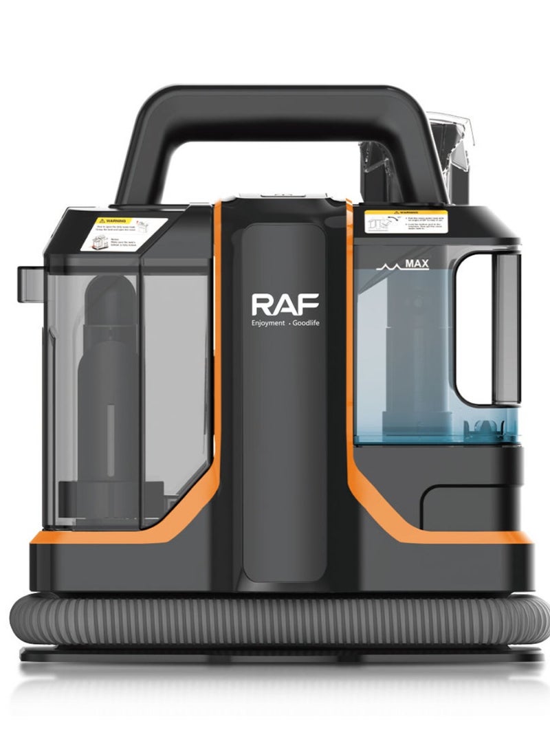 آر إيه أف منظف سجاد ومفروشات محمول بنظام خزاني مياه مزدوجة – منظف بقع مدمج، أسود وبرتقالي - Image 1