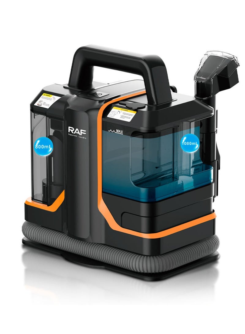 آر إيه أف منظف سجاد ومفروشات محمول بنظام خزاني مياه مزدوجة – منظف بقع مدمج، أسود وبرتقالي - Image 2