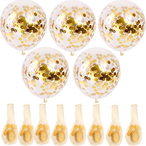 SINKSONS Gold Confetti Balloons 20 Pieces, 12 Inches Party Balloons With Golden Paper Confetti Dots For Party Decorations Wedding Decorations And Proposal (Gold) - Image 2