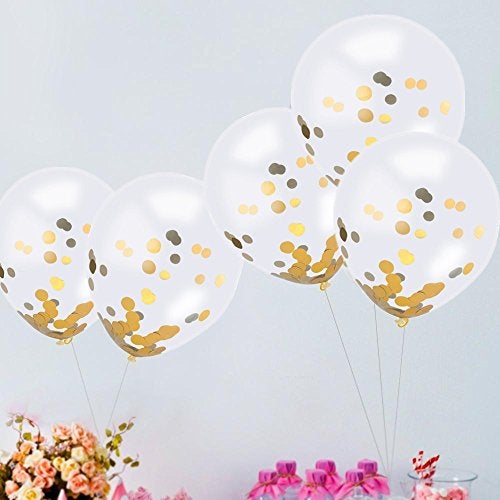 SINKSONS Gold Confetti Balloons 20 Pieces, 12 Inches Party Balloons With Golden Paper Confetti Dots For Party Decorations Wedding Decorations And Proposal (Gold) - Image 3