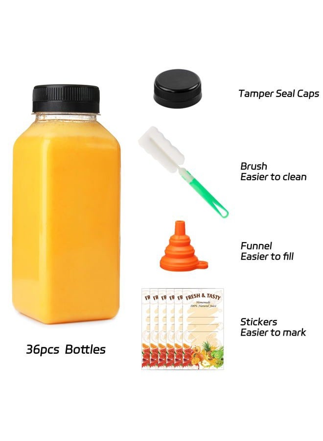 BAKHUK 36pcs 8oz Juice Bottles with Lids, Food Grade Reusable Clear Containers with Black Tamper Evident Caps for Juice, Milk and Other Beverages - Image 3