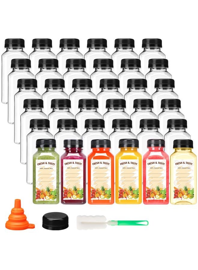 BAKHUK 36pcs 8oz Juice Bottles with Lids, Food Grade Reusable Clear Containers with Black Tamper Evident Caps for Juice, Milk and Other Beverages - Image 1