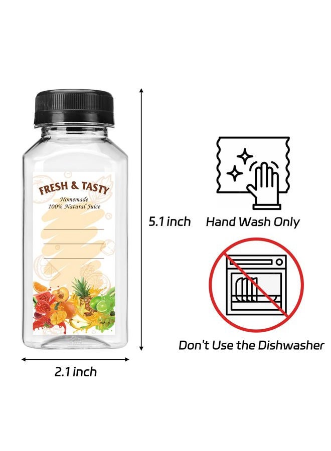 BAKHUK 36pcs 8oz Juice Bottles with Lids, Food Grade Reusable Clear Containers with Black Tamper Evident Caps for Juice, Milk and Other Beverages - Image 2