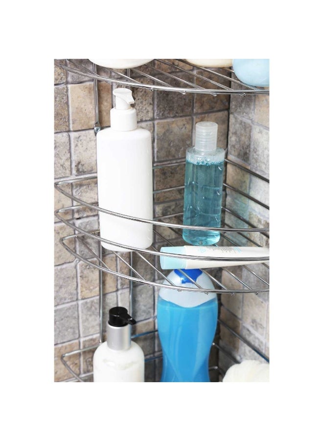 Primanova 3-Tier Fest Flat Corner Shower Caddy Silver and Clear 50 x 24 x 24 cm - Image 3