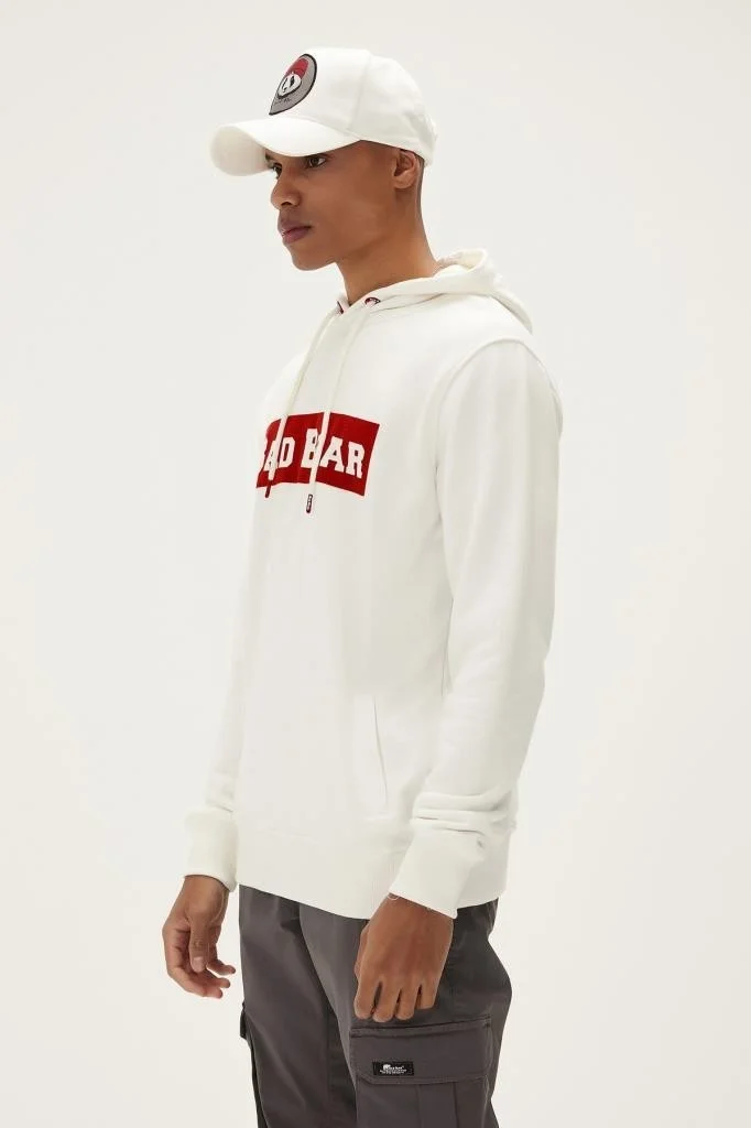 باد بير Flog Men's White Printed Hooded Sweatshirt