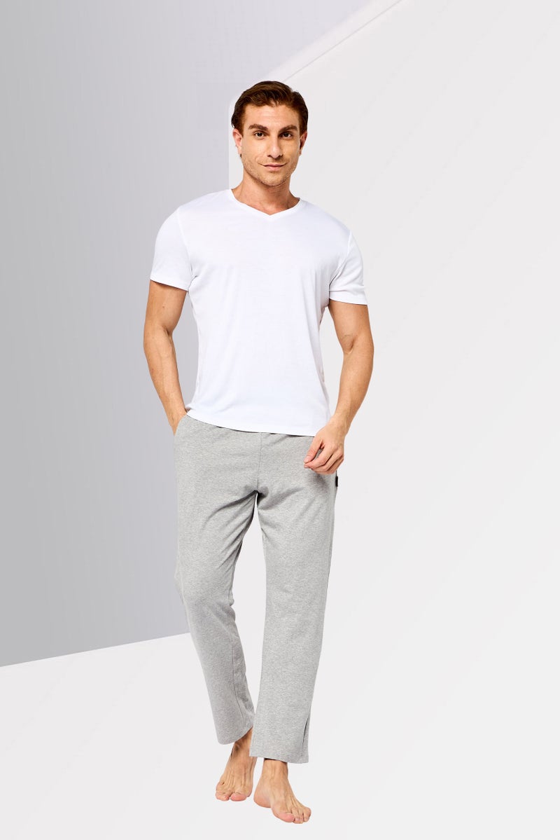 CERRUTI 1881 Men Regular Fit Brand Logo Sleepwear Pants, Heather Grey - Image 2
