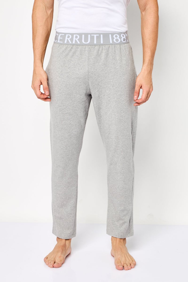 CERRUTI 1881 Men Regular Fit Brand Logo Sleepwear Pants, Heather Grey - Image 1