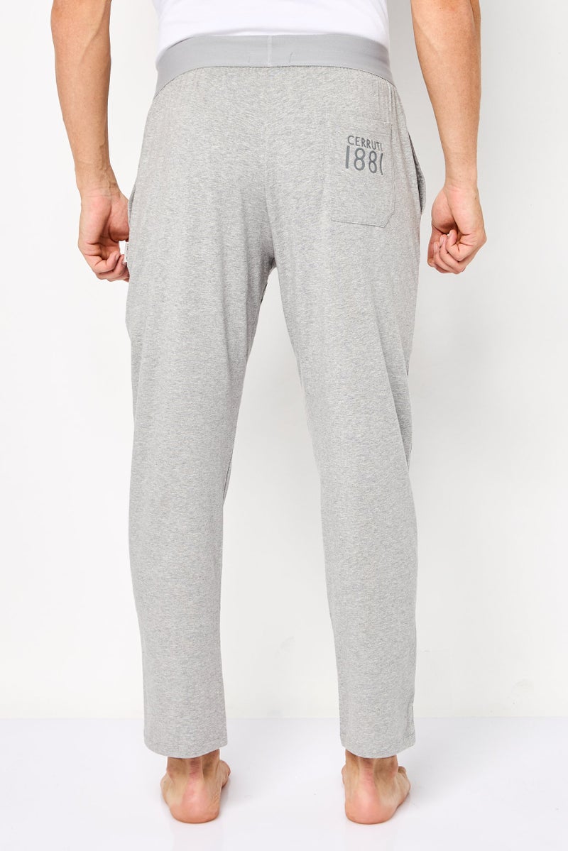 CERRUTI 1881 Men Regular Fit Brand Logo Sleepwear Pants, Heather Grey - Image 4