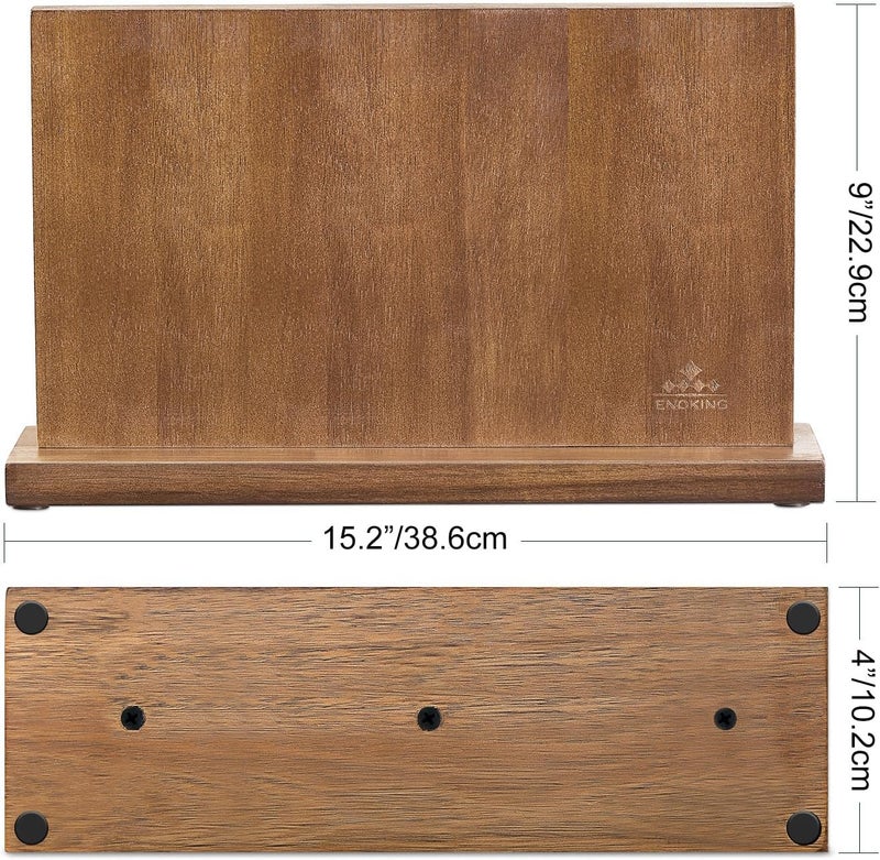 ENOKING حامل سكاكين مغناطيسي كبير جداً، 15.2 بوصة من خشب الأكاسيا لحفظ السكاكين في المطبخ المنزلي، حامل سكاكين عالمي مع مغناطيسات قوية معززة لتخزين السكاكين بشكل آمن ومتعدد الاستخدامات - Image 5