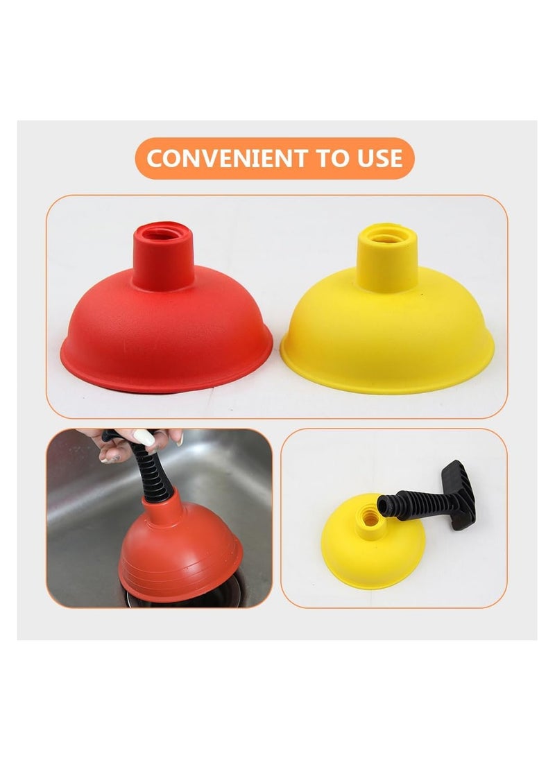 2Pcs Drain Plunger, Small Toilet Plunger, Mini Sink Plunger with Short Handle, Clog Remover Hand Ergonomic, Space-Saving, Plunger Unclogging Tool for Bathroom, Shower, Kitchen