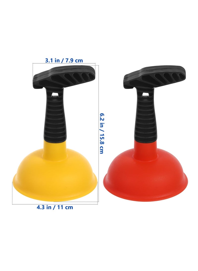2Pcs Drain Plunger, Small Toilet Plunger, Mini Sink Plunger with Short Handle, Clog Remover Hand Ergonomic, Space-Saving, Plunger Unclogging Tool for Bathroom, Shower, Kitchen