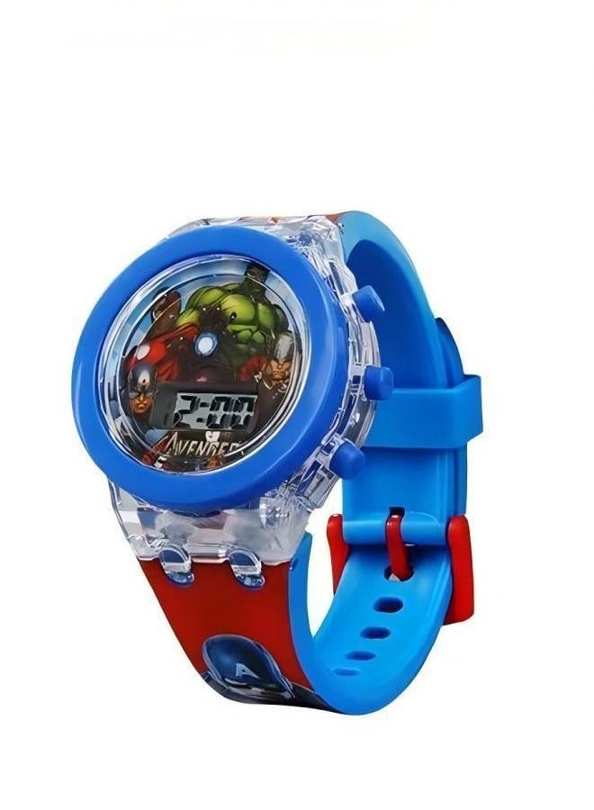 Superhero Kids Digital Watch – Cool LED Glow Wristwatch for Boys with Flashing & Gradient Light Modes, Comfortable Strap & Heroic Cartoon Design  - Image 1