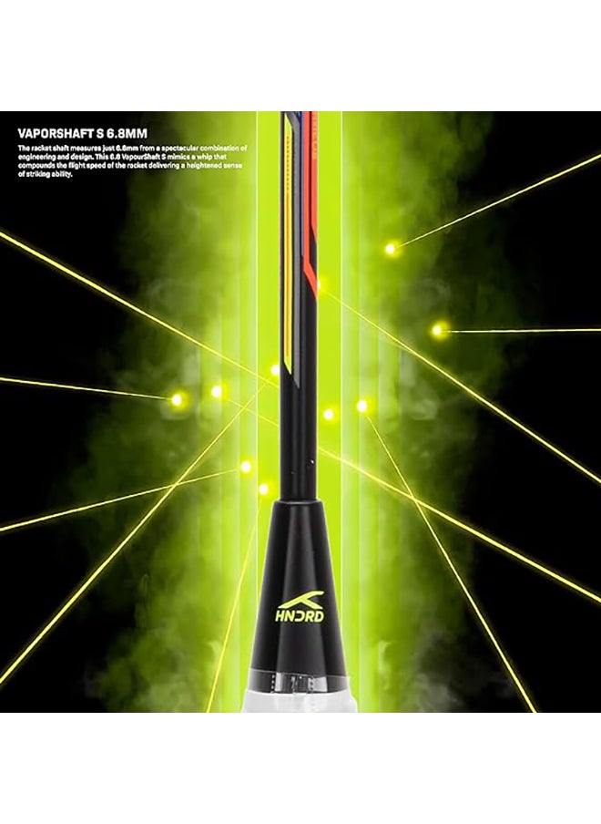 HUNDRED - N-ERGY 80 Carbon Fibre Strung Badminton Racket with Full Racket Cover (Indigo/Black) | For Intermediate Players | 80 grams | Maximum String Tension - 32lbs - Image 1