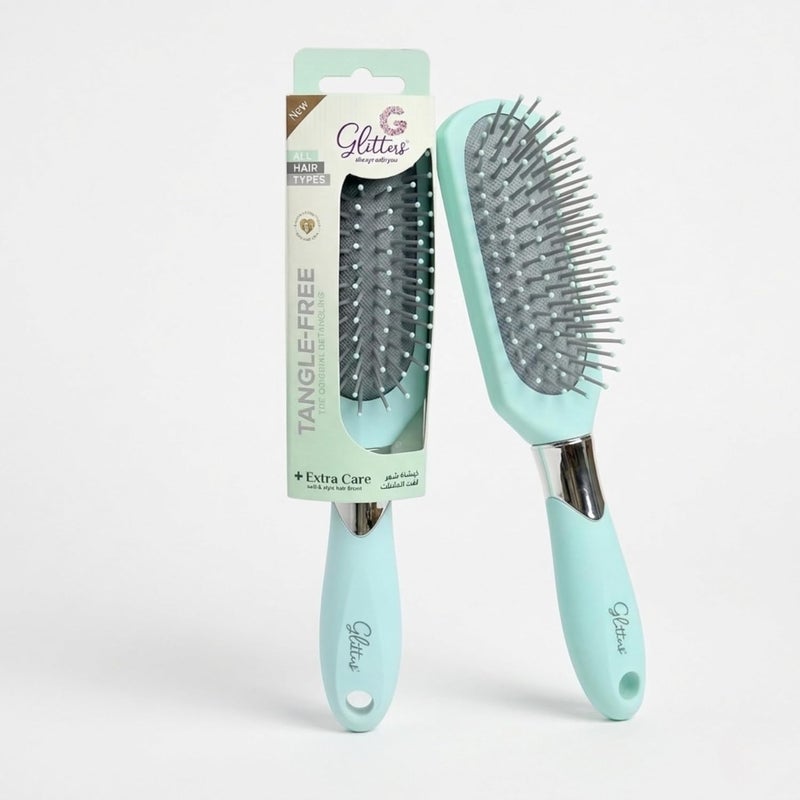 Glitters Travel Handbag Hair Brush - Tangle-Free with Flexible Bristles - Image 1