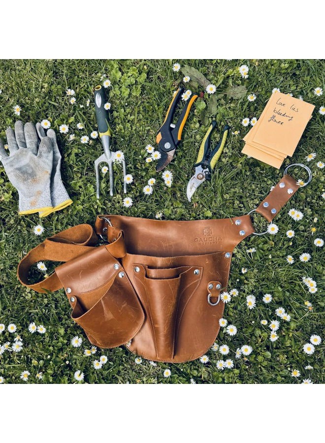 Gaucha Designs Leather Garden Tool Belt - Christmas Gardening gifts for women- Utility belt -Tool Organizer Holster Pouch -Gift for Gardener & Florist toolbelt- Gardening tools apron -Womens tool belt - Garden Belt - Image 2